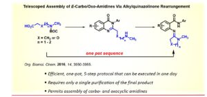 Diagram of Telescoped Assembly of E-Carbo/Oxo-Amidines Via Alkylquinazolinone Rearrangement