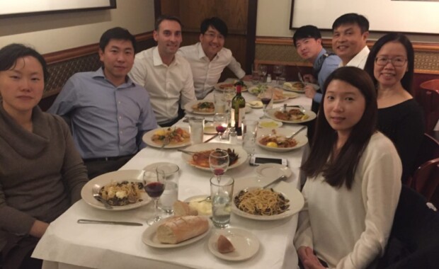 Hong Research members eating at a restaurant