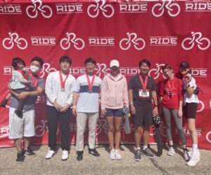 At the fundraising activity, the Ride, for cancer research!
