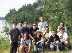 lab group on hike at Devil's Lake