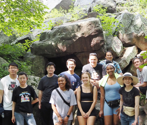 Lab hiking at Devil's Lake