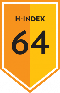 h-index 64 award badge
