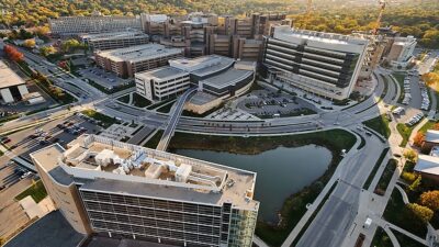 aerial-west-health-sciences-campus stock-photo