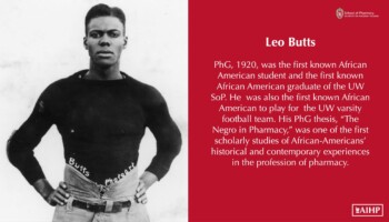 1920 Leo Butts image in football uniform. Butts was the first black graduate of the SOP