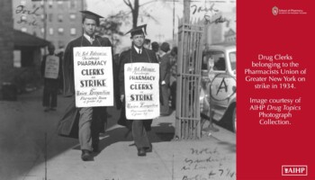 1934 Drug clearks on strike in New York.