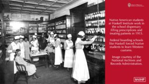 image from 1915 of Native American students filling prescriptions