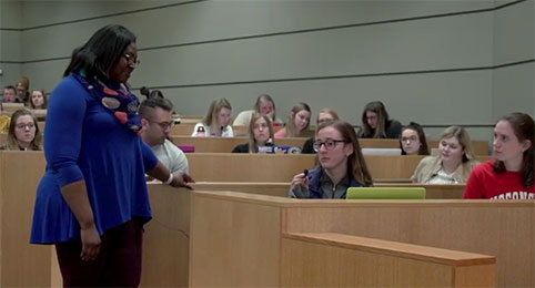 Dr. Shiyanbola giving a lecture to students