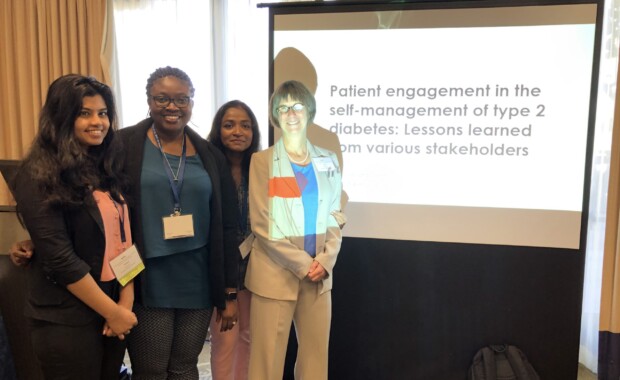 Dr. Shiyanbola with collaborators Dr. Sharp and Dr. Unni and graduate student Deepika presenting a symposium on Self-Management Behaviors in Chronic Illnesses at the ICCH conference in San Diego, Oct 2019