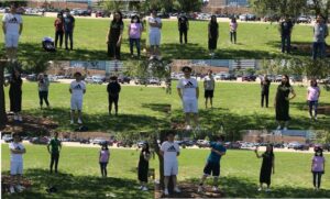Tang group at social distancing photo collage