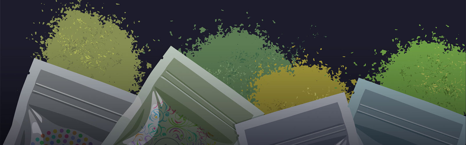 illustration of synthetic cannabis and colorful packets