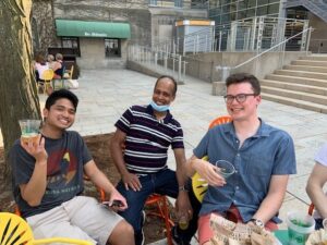 Wenthur lab members sitting at the Terrace