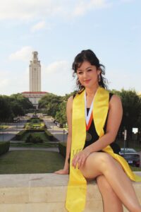 Amy Neusaenger in front of a city park