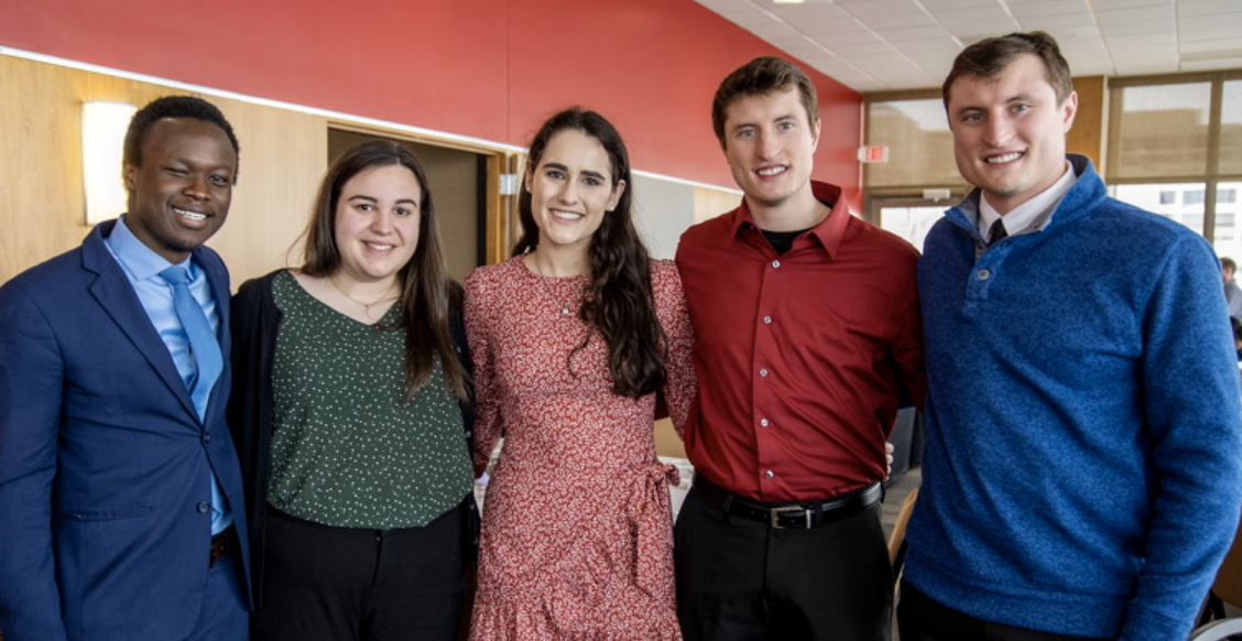 Five recipients of 2023 scholarships pose together to celebrate their success