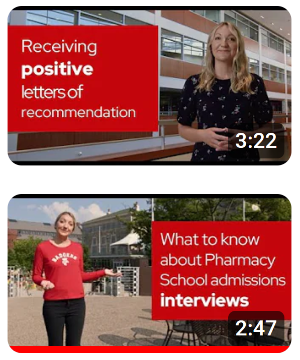 Preview: PharmD admissions video collection in YouTube