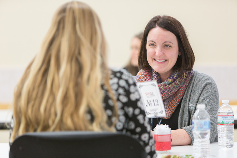 An employer and PharmD student do a mock interview together