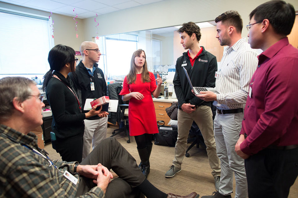 PharmD/MPH students discuss an upcoming vaccination project