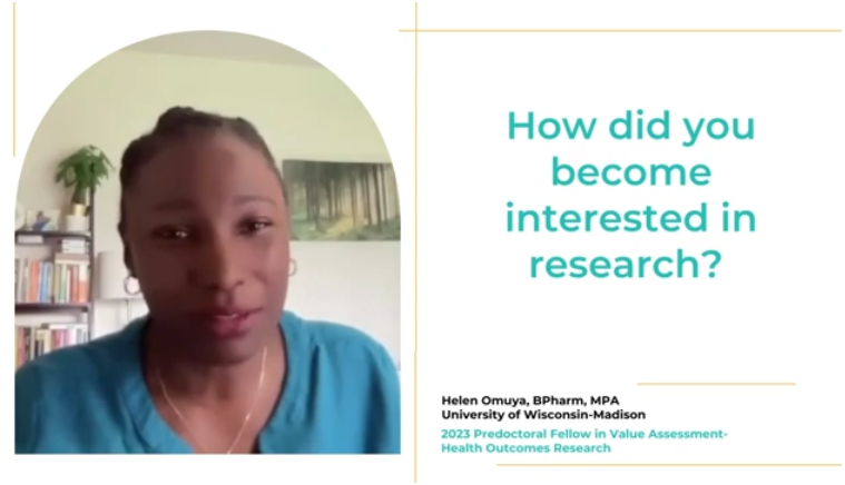 Still image of video interview with HSRP graduate student Helen Omuya