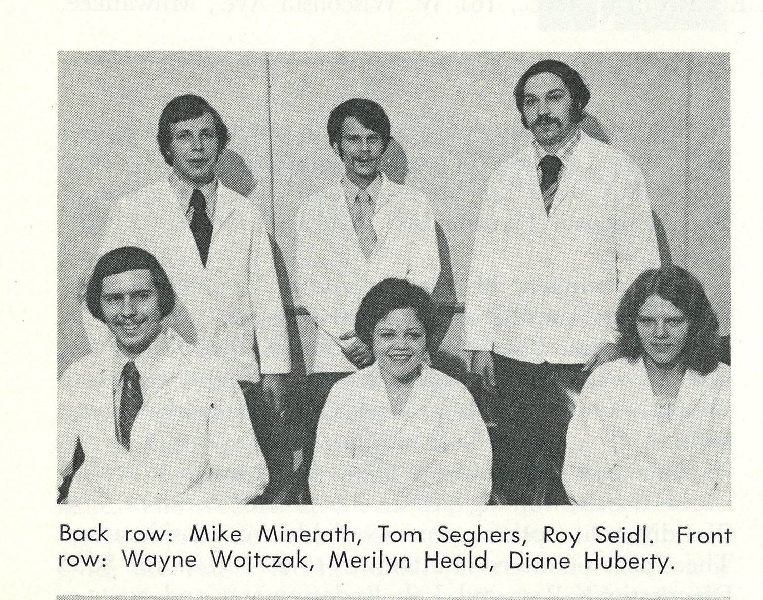 Black and white photo of Class of 1975 pharmacy students