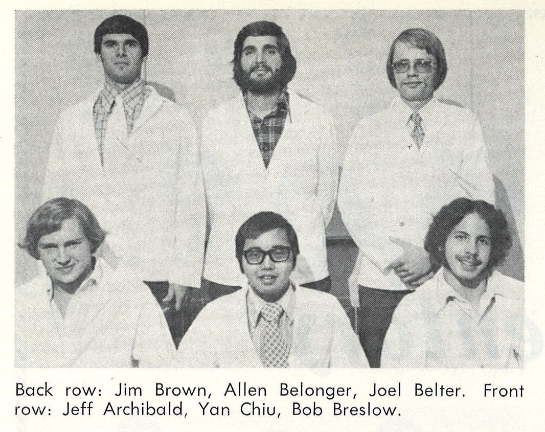Black and white photo of Class of 1975 pharmacy students