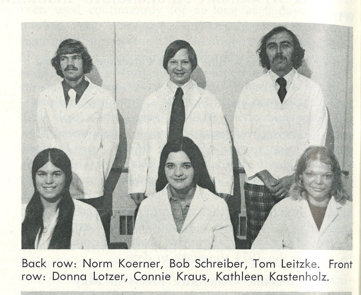 Black and white photo of Class of 1975 pharmacy students