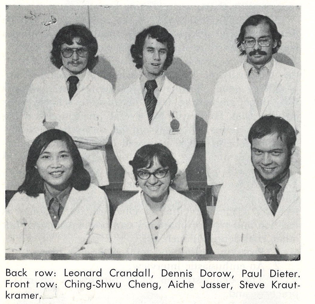 Black and white photo of Class of 1975 pharmacy students