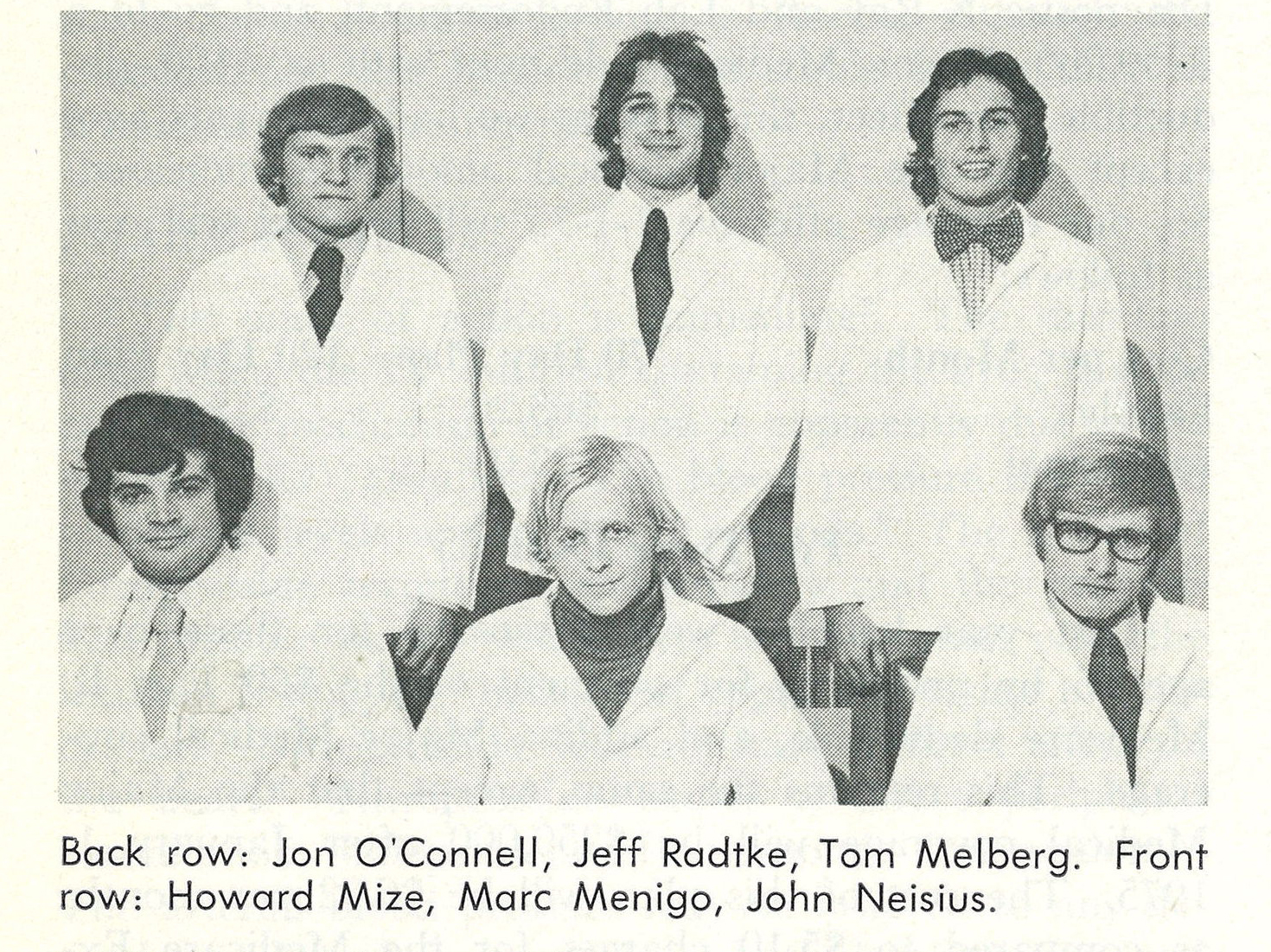 Black and white photo of Class of 1975 pharmacy students