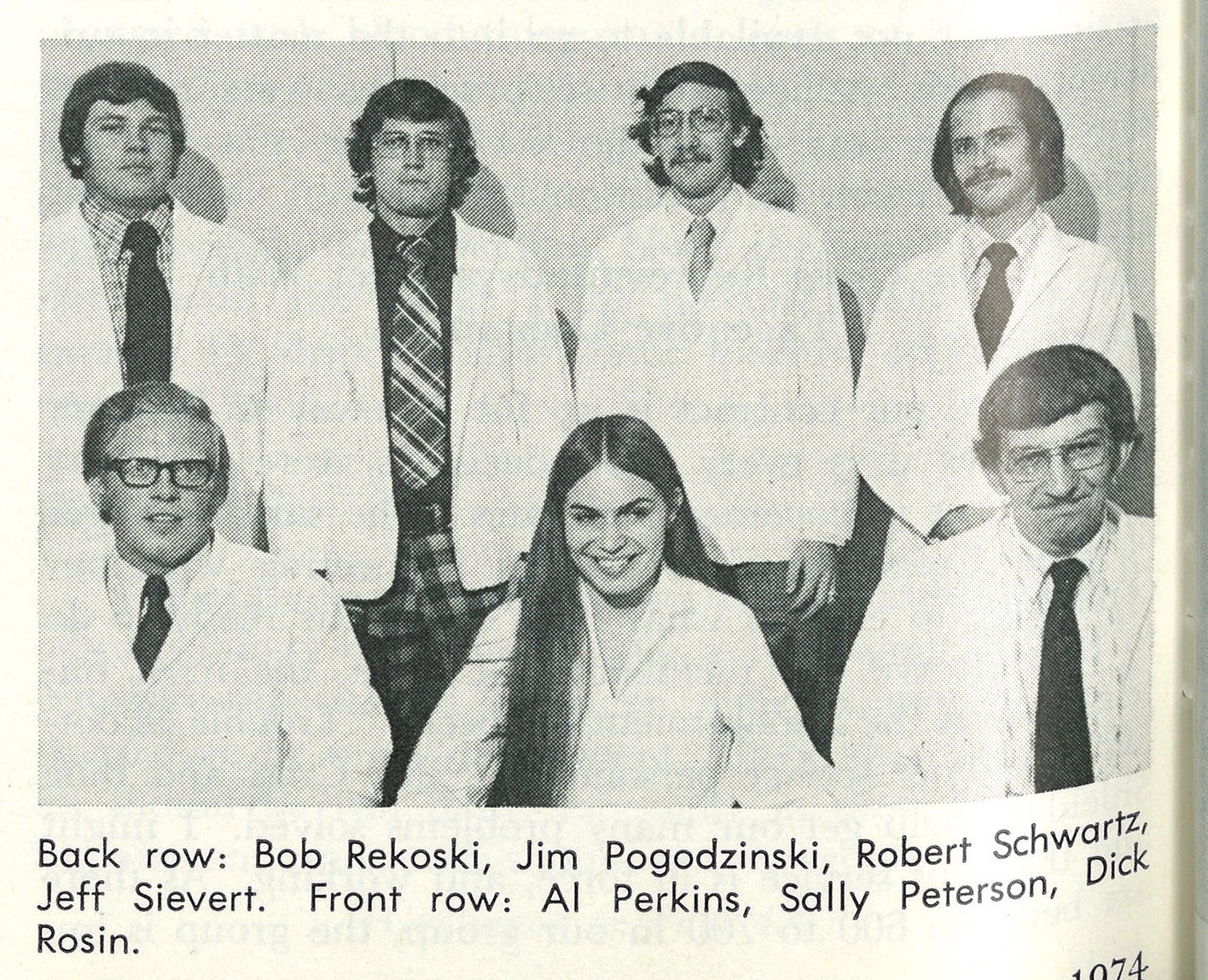 Black and white photo of Class of 1975 pharmacy students