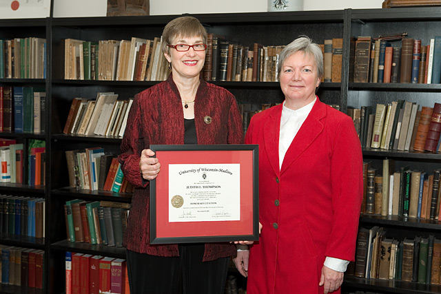 Citation recipient Judith Thompson (left) with Dean Jeanette Roberts (right)