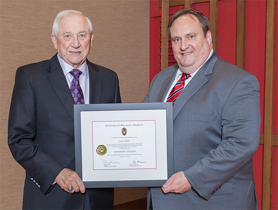 Citation recipient Louis Hefle (left) with Dean Steve Swanson (right)