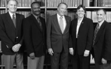 Citation recipients Anthony Sinkula, Bruce Scott, Erwin Dohmen, and Cindy Benning with Dean Mel Weinswig.