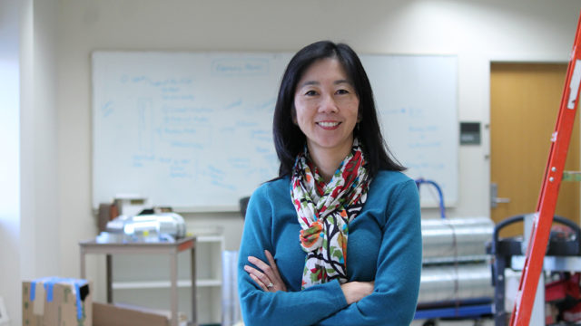 Michelle Chui in the SRC during a remodel