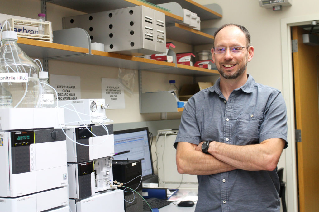 Tim Bugni, professor in the School of Pharmacy's Pharmaceutical Sciences Division, in his lab.