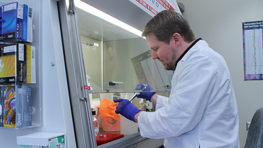 Jason Peters working in his lab