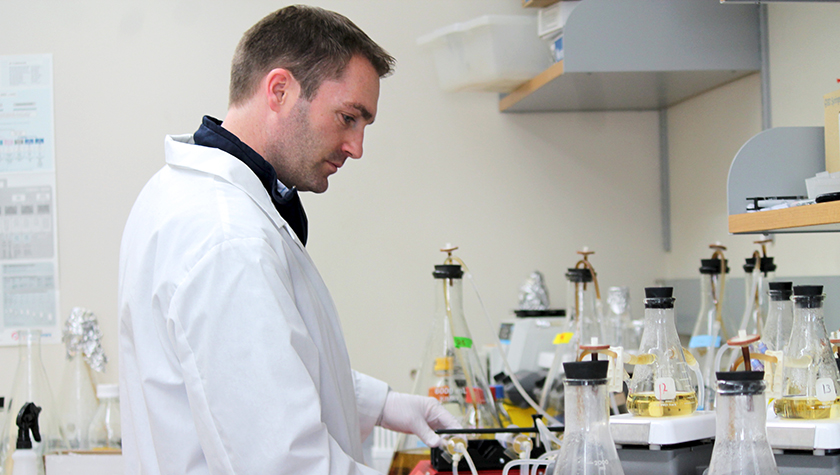Associate Professor Warren Rose working in his lab