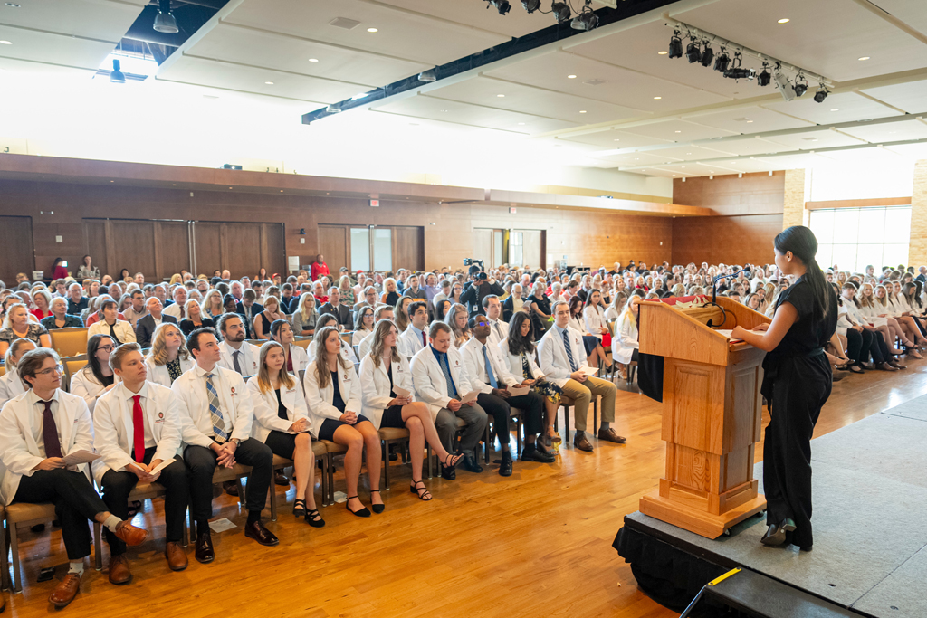 Panned out shot of White Coat Ceremony