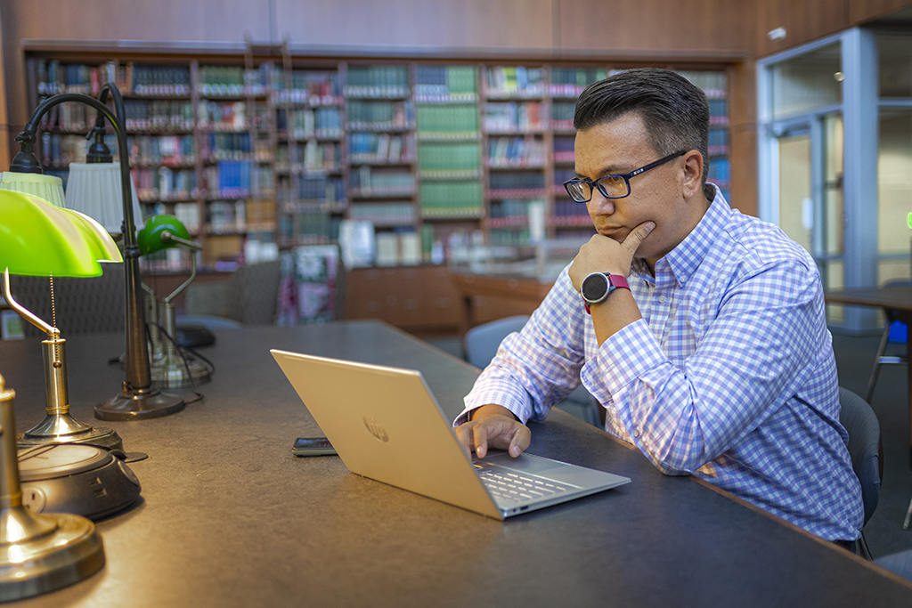 Jory Fleischauer works at his computer