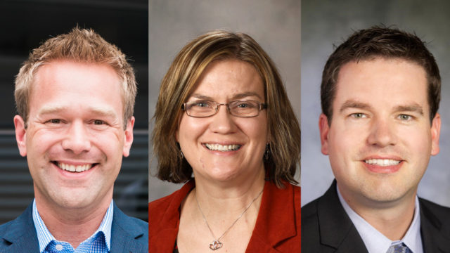 headshots of Aaron Steffenhagen, Sylvia Belford, and Philip Brummond