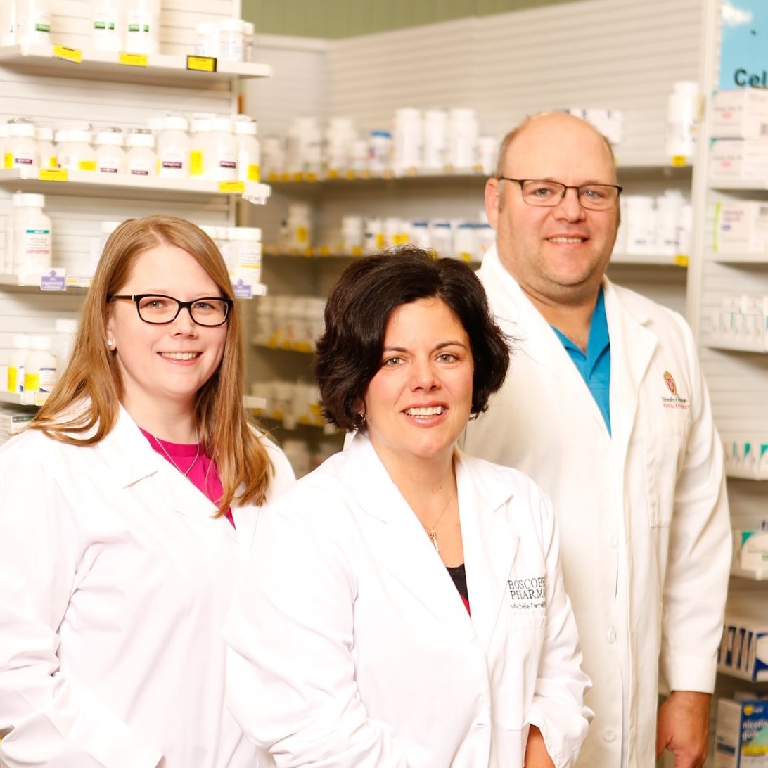 Michelle Farrell (center) and her team at Boscobel Pharmacy.