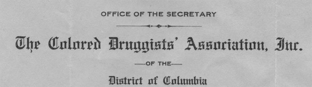 letterhead of The Colored Druggists' Association, Inc. of the District of Columbia