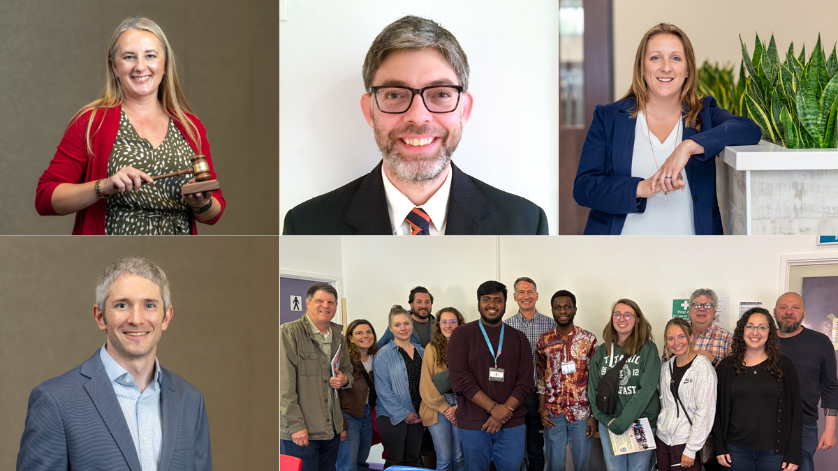 Photos of Jenny Tempelis, Nick Zetes, Sharon Faust, Daniel Ricci, and Elliot Sogol in a group.