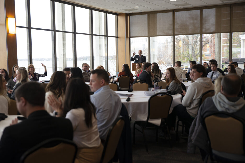 Associate Dean for Advancement Dave Mott speaks at the Fall 2022 Scholarship Brunch. | Photo by Ingrid Laas
