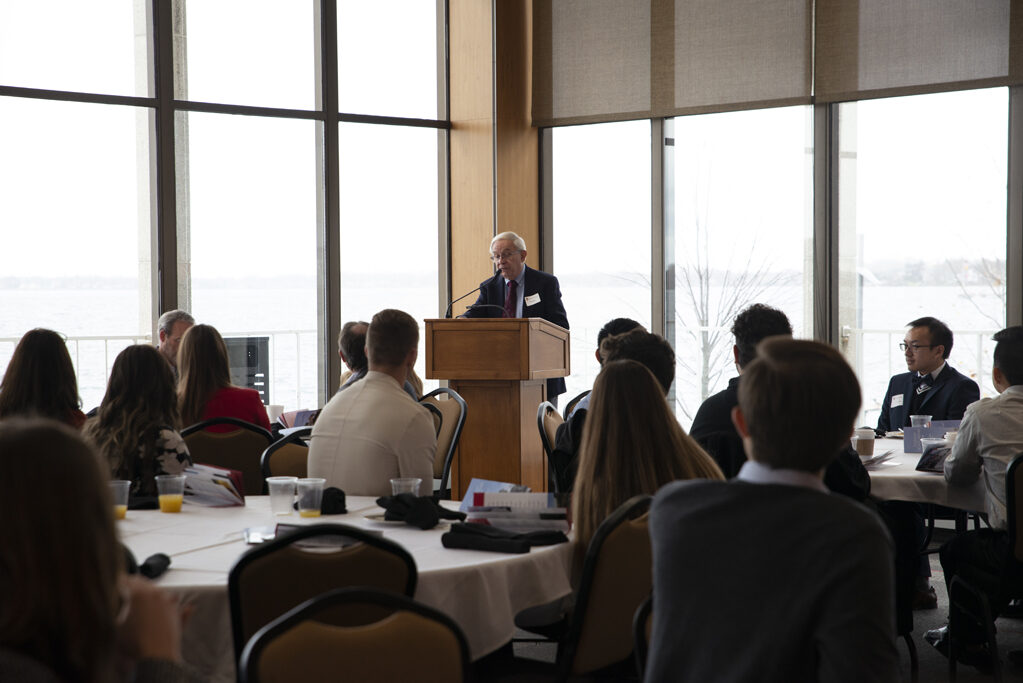 School of Pharmacy alum Ronald Taylor (MS '66) speaks at the Fall 2022 Scholarship Brunch. | Photo by Ingrid Laas