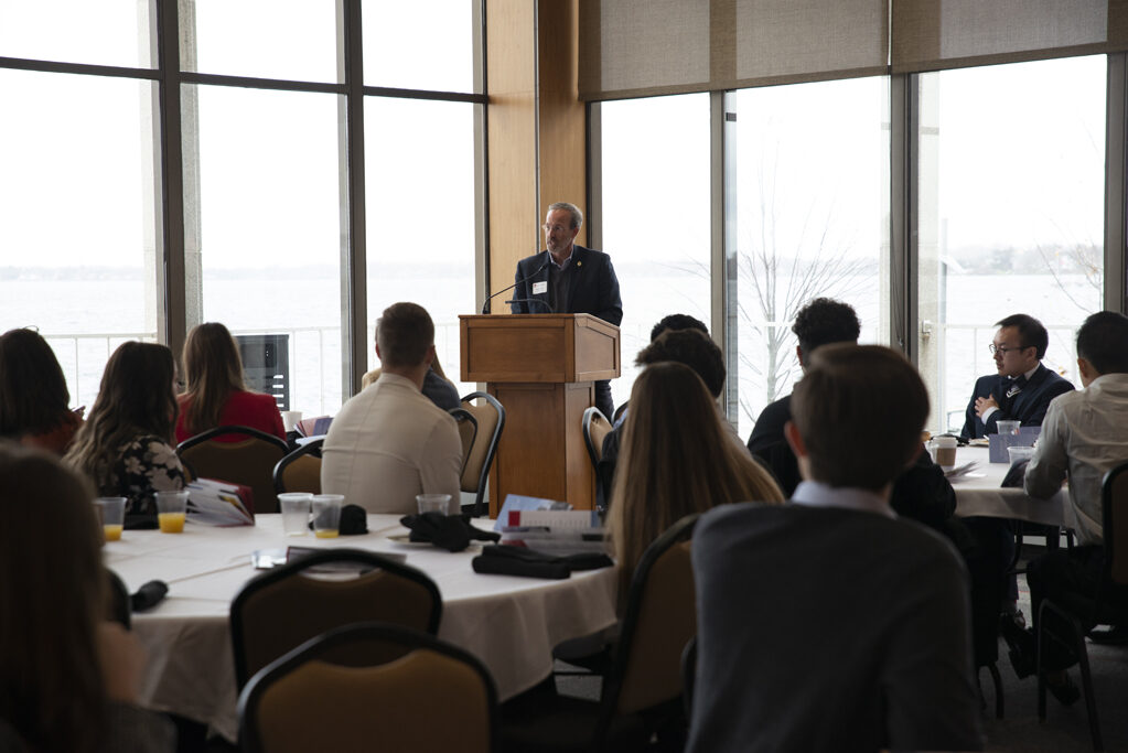 Associate Dean for Advancement Dave Mott speaks at the Fall 2022 Scholarship Brunch. | Photo by Ingrid Laas