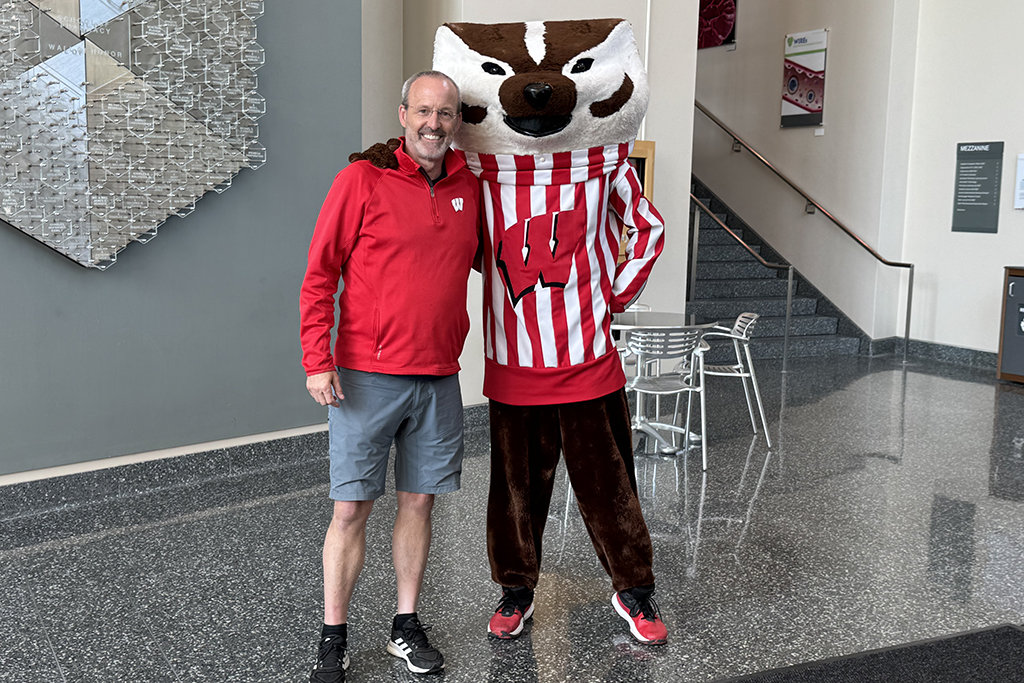 Dave Mott and Bucky Badger
