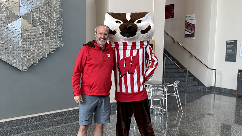 Dave Mott and Bucky Badger