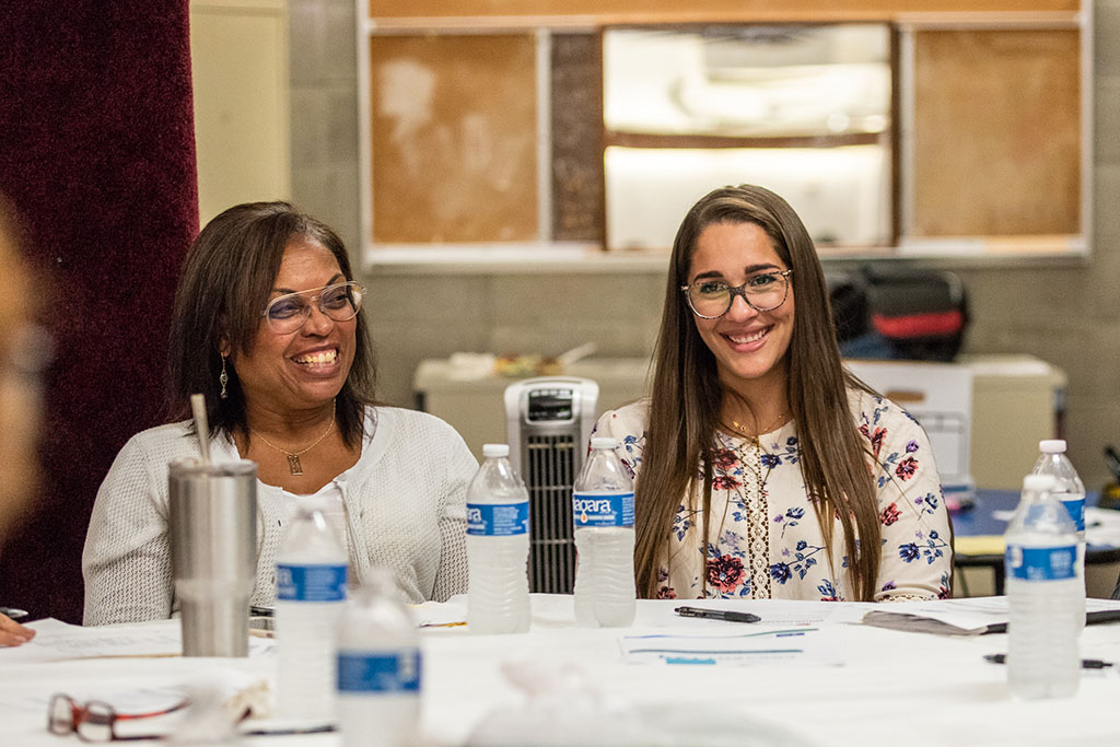 Eva Vivian and Beatriz Jimenez Cadilla at Peers Empowering Peers training at Cavalry Baptist Church in Milwaukee.