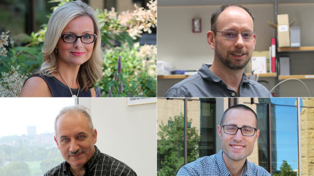 portraits of Beth Martin, Tim Bugni, Sandro Mecozzi, and Joe Zorek