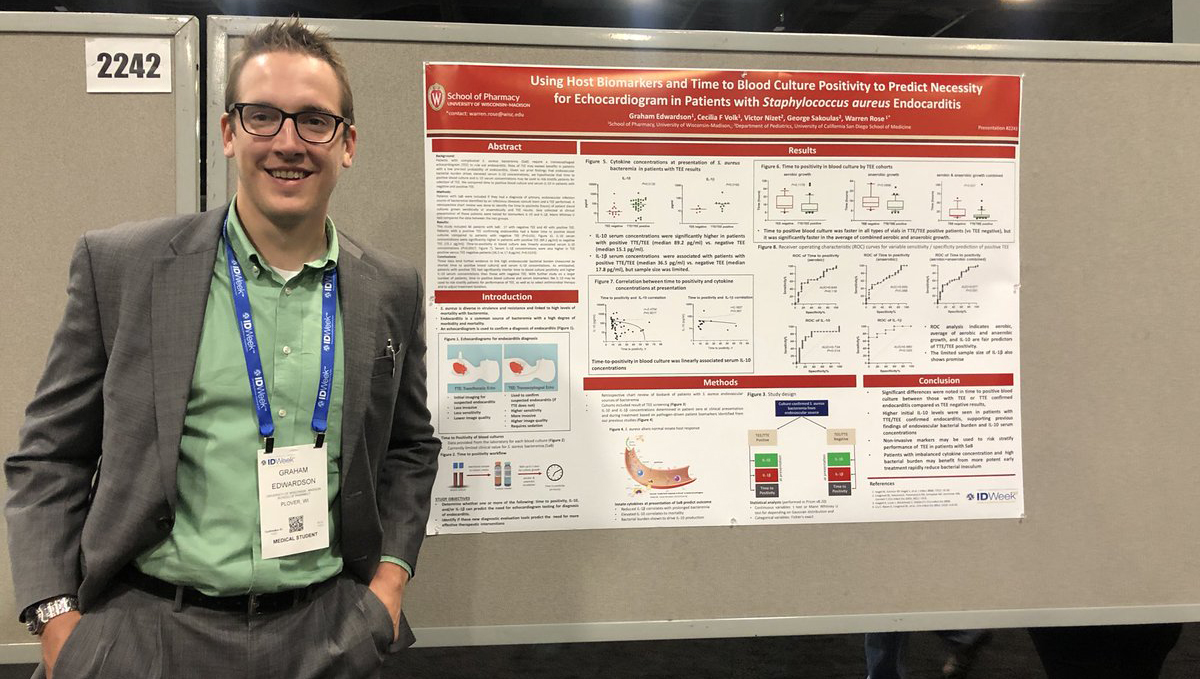 Graham Edwardson and his research poster at IDWeek 2019.