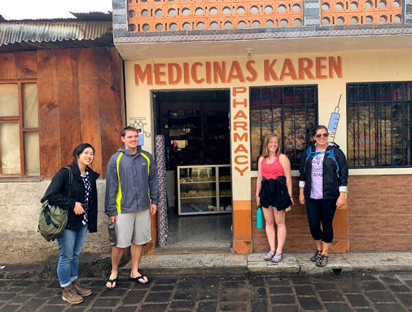 Students at a pharmacy in Guatemala.