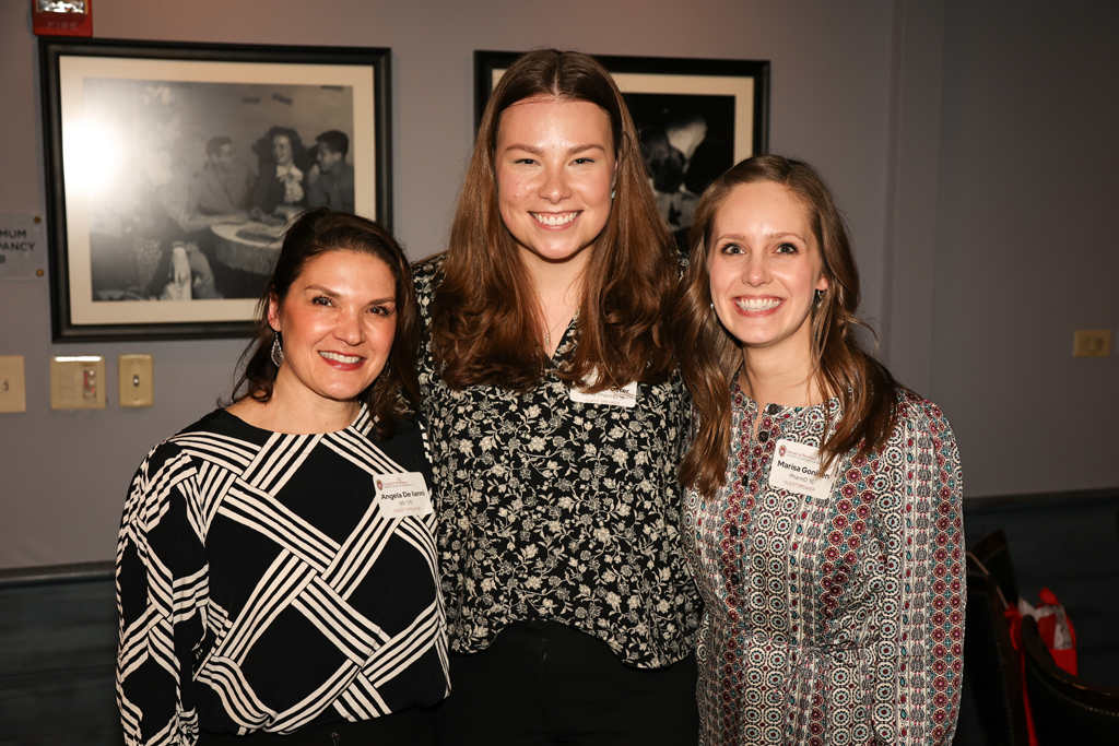 The event's three speakers pose for a photo: Angela de Ianni, Brooke Foster, and Maria Gonien